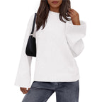 Casual Round Neck Solid Color Knitted Sweaters Women's Clothing