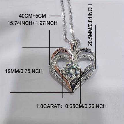 925 Silver Moissanite Heart Pendant Necklace Unisex Design