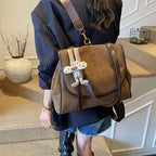 British Retro Suede Briefcase Women's Fashion Large Capacity