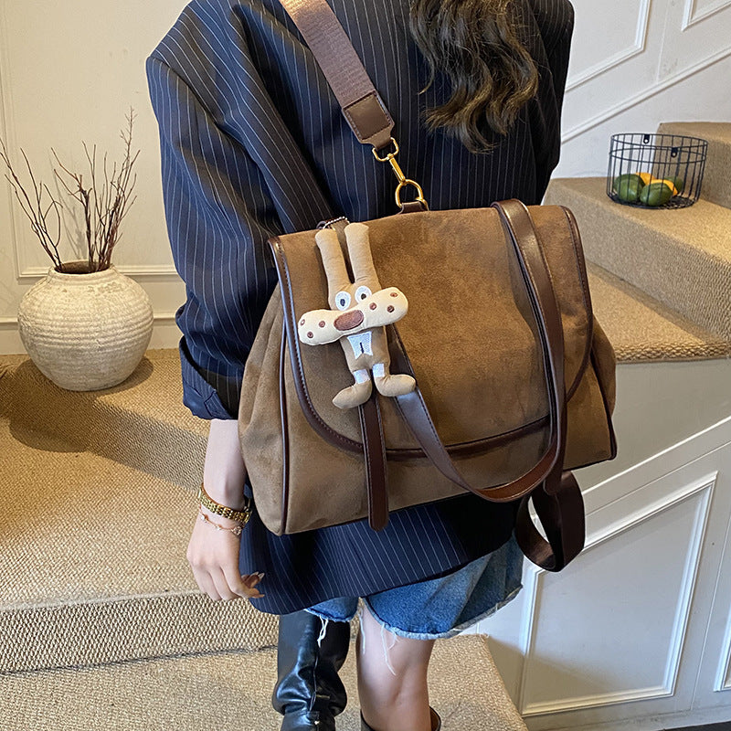 British Retro Suede Briefcase Women's Fashion Large Capacity