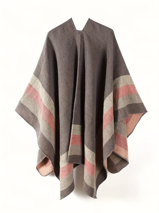 New Gray Pink Four Bar Shawl Jacket Advanced Version Warm