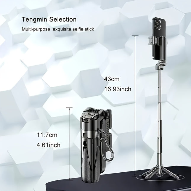16 Inch Extendable Selfie Stick Wireless Remote Quadpod 360
