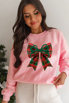 Plaid Bow Christmas Vibe Print Sweatshirt