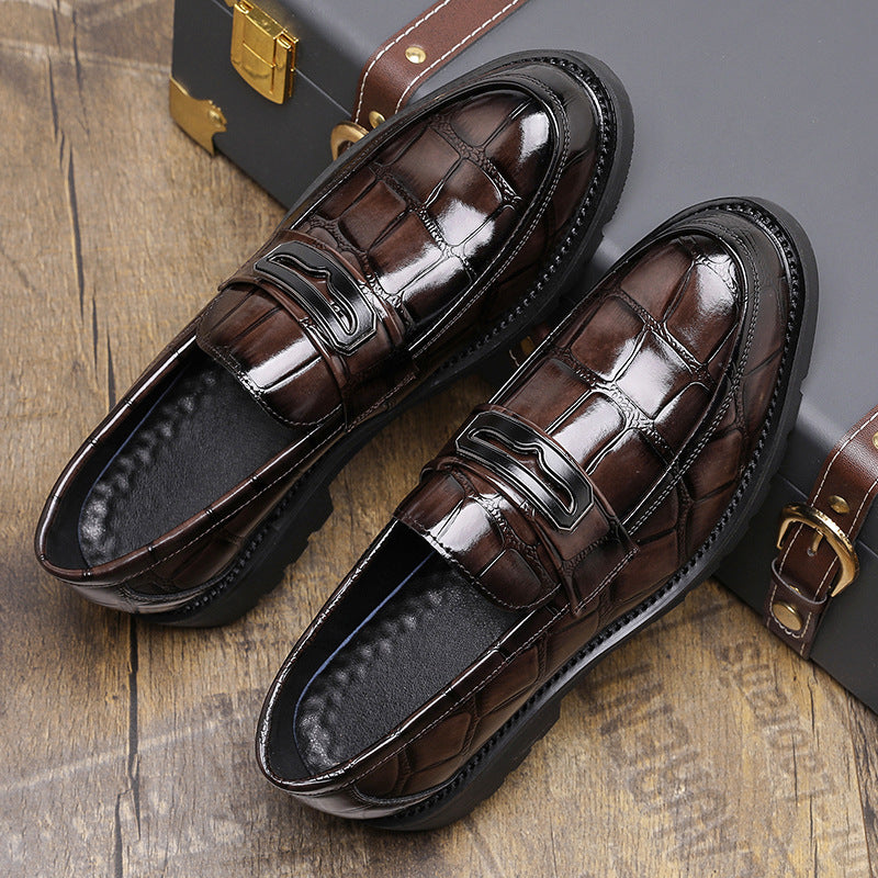 Thick-soled British Fashion Men's Round Head Leisure Leather Shoes