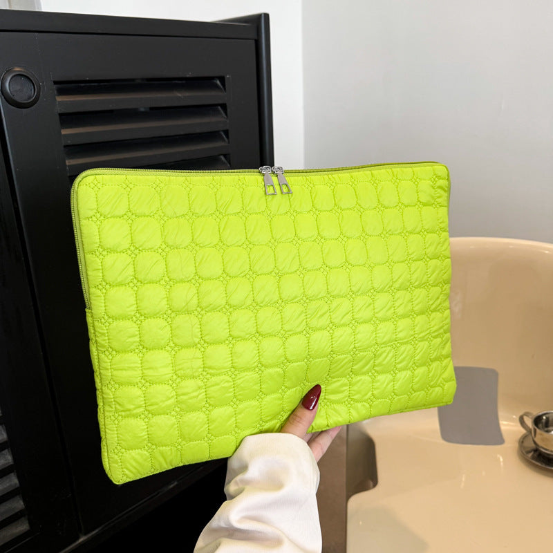 Solid Color Cloud Cotton Pleated Plaid Casual Simple Flat Storage Bag