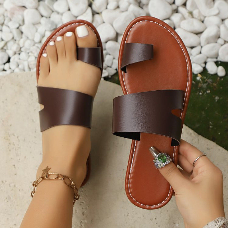 Women's Round Toe Lightweight Large Size Flat Bottom Slippers