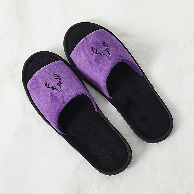 Deer Print Slip On Slippers All Season Comfort EVA Sole