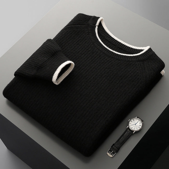New Round Neck Double-strand Thickened Sweater For Men Hover Image