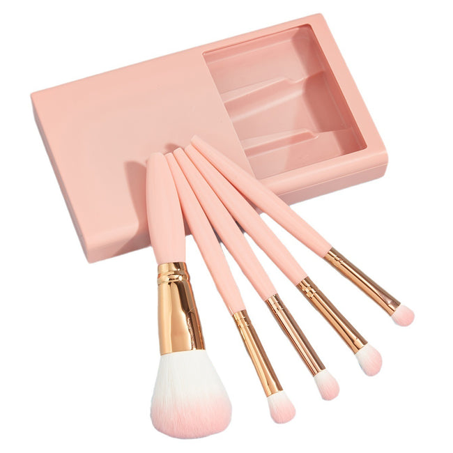 5 PCs Makeup Brushes With Mirror Travel Set Main Image