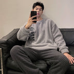 Plush Pajamas Men's Winter Warm Leisure Flannel Suit