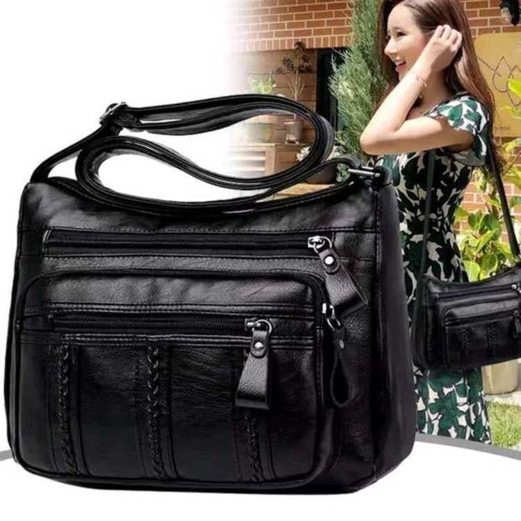 Middle-aged Elegant Mom Messenger Bag Soft Leather Textured Shoulder Bag Grandma Bag