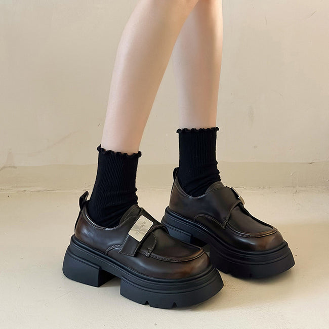 Fashion Metal Buckle Small Leather Shoes Hover Image