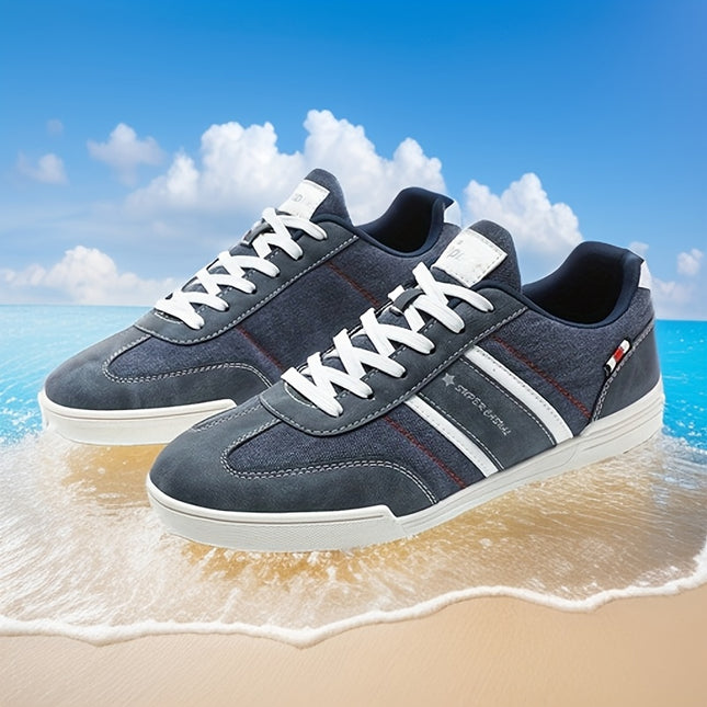 Men's Casual Sneakers Brown Navy Low Top Lace Up Shoes