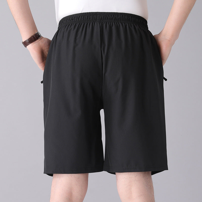 Solid Color Black Loose High Waist Comfort Breathable Middle-aged Breeches