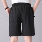 Solid Color Black Loose High Waist Comfort Breathable Middle-aged Breeches