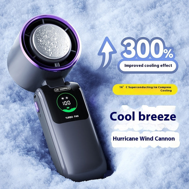 New Ice Pack High-Speed Handheld Eletirc Fan Speed Adjustable Folding Mini Fan Portable Outdoor Hanging Neck Small Fan Main Image