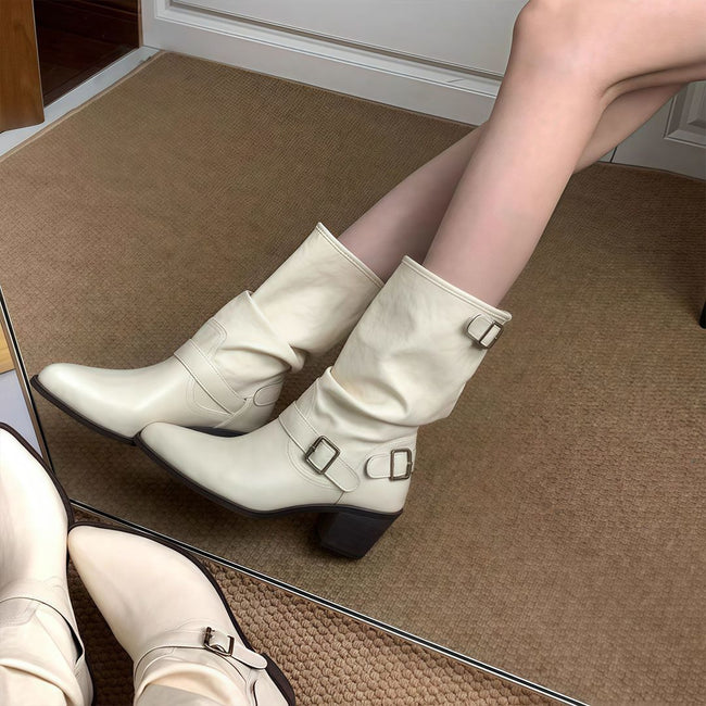 Fashion All-match Comfort And Casual Pointed Toe Chunky Heel Women's Boots Hover Image