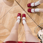 Chunky Heel Round Toe Large Size Wide Feet Mary Jane Shoes Women