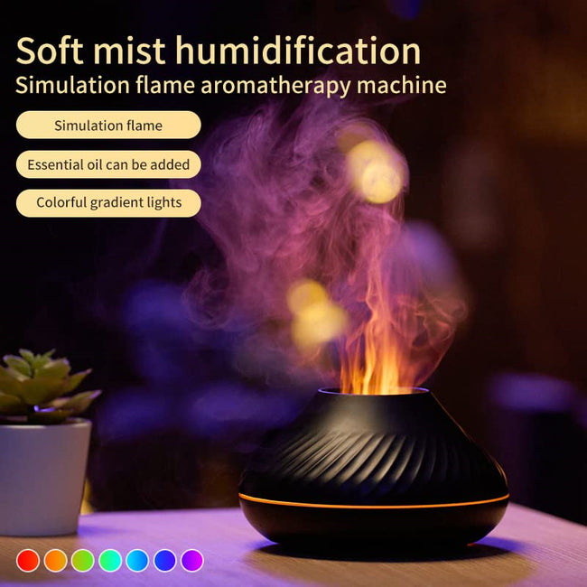 New Volcanic Flame Aroma Diffuser Essential Oil Lamp 130ml USB Portable Air Humidifier With Color Night Light Mist Maker Fogger LED Light Main Image