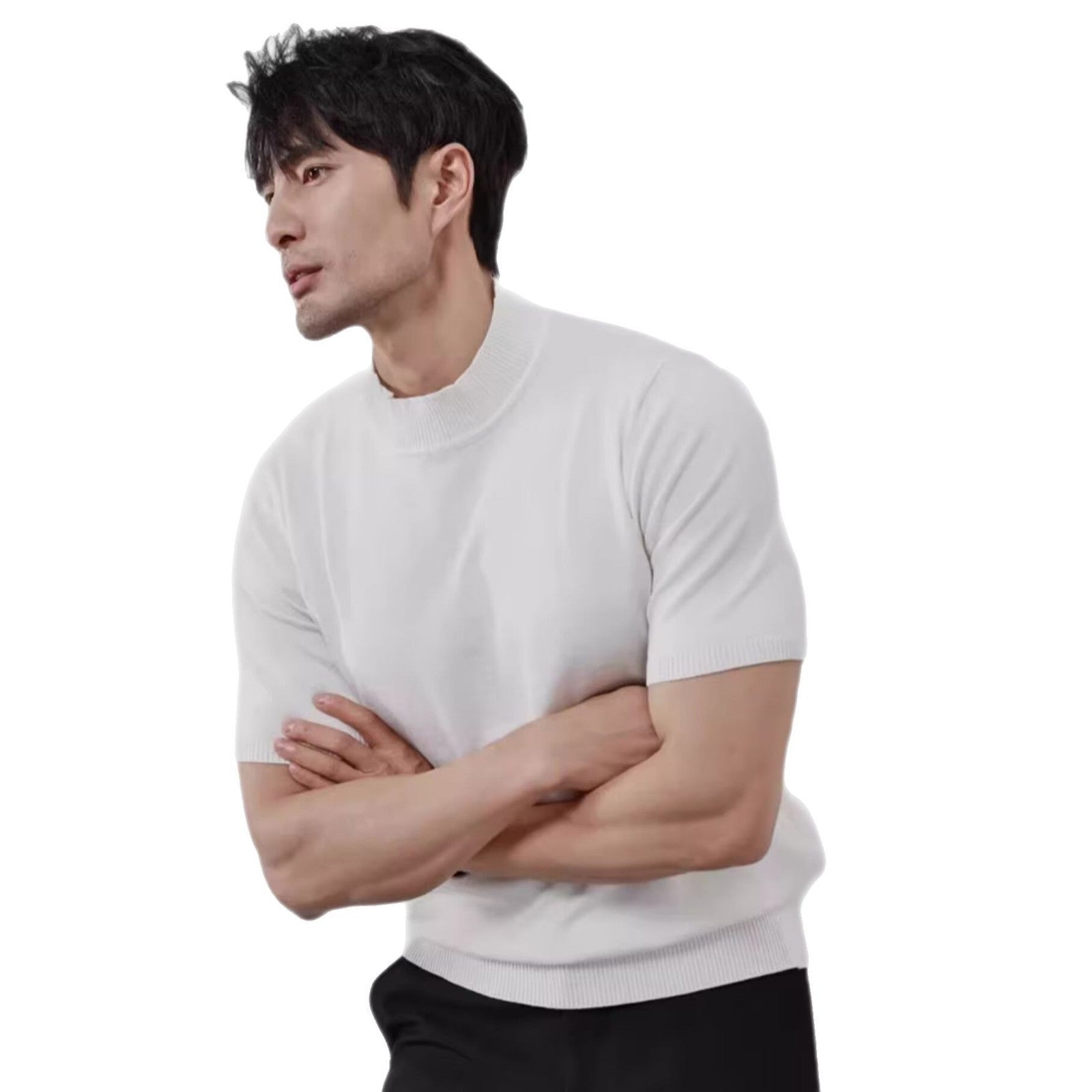 Knitwear Men's Ice Silk Half Turtleneck Solid Color