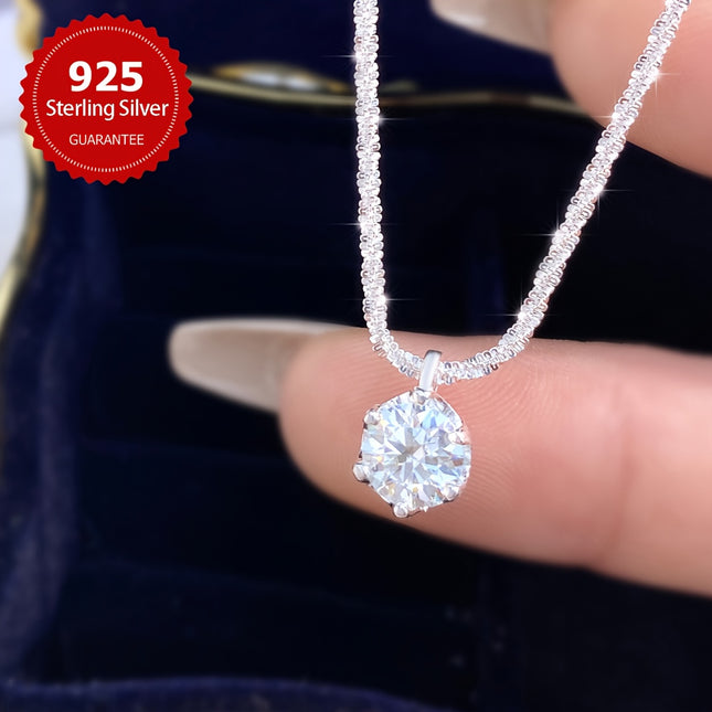 Moissanite Pendant Necklace 1ct 925 Silver Plated Luxury