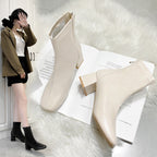 Boots Zipper Mid-calf And Low Length Martin Square Head