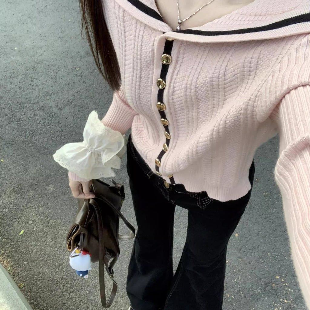 Off-shoulder Sweater Cardigan Cute Youth-looking