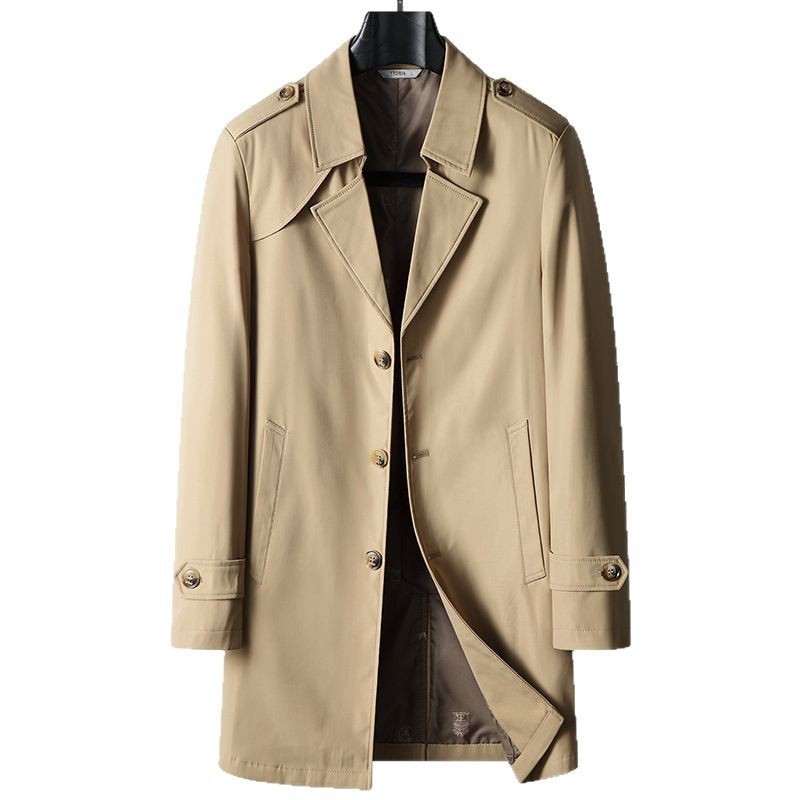 Mid-length Lapel Single Breasted Medium Youth Young Luxury Business Casual Trench Coat
