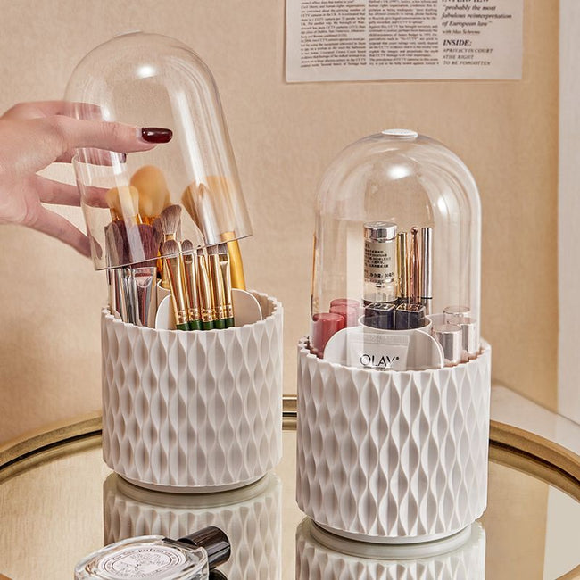 360 Rotating Large Capacity Transparent Makeup Brush Storage Pen Holder Acrylic Dust With Lid Desktop Cosmetic Storage Box Main Image