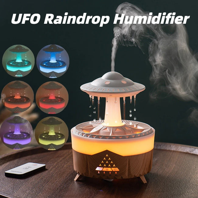 New UFO Raindrop Humidifier Water Drop Air Humidifier USB Aromatherapy Essential Oils Aroma Air Diffuser Household Mist Maker Home Decor Hover Image
