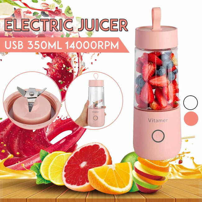 350ml Portable Blender Juicer Electric USB Rechargeable Mixer Smoothie Slushy Cup Juice Blender Bottle USB Charging Kitchen Gadgets Hover Image