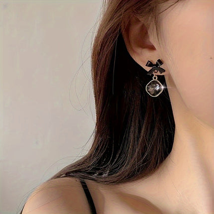 Chic Vintage Bowknot Dangle Earrings Stainless Steel Posts