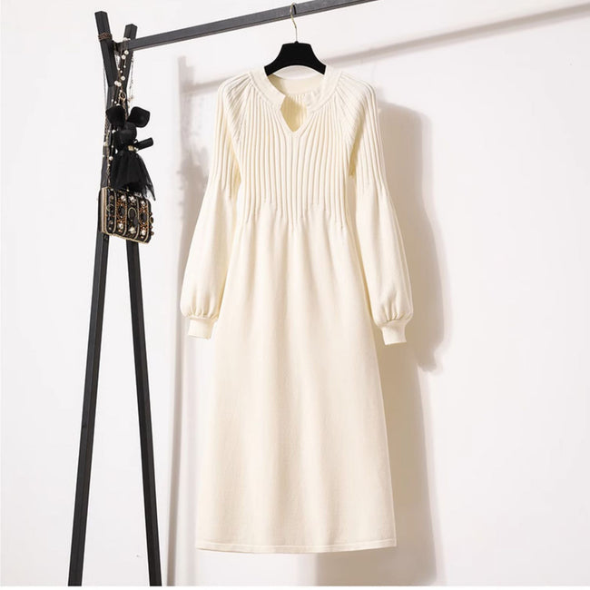 Loose Western Style Versatile Below The Knee Long Style Long Sleeve Dress Hover Image