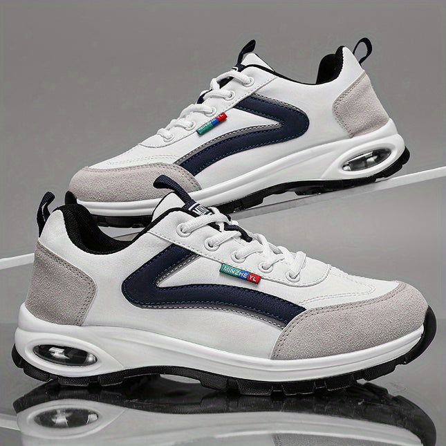 MINZHE Mens Low Top Sneakers Black White Cushioned MD Sole