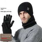 Winter New Thickened Men's Hat Scarf Gloves Three-piece Set