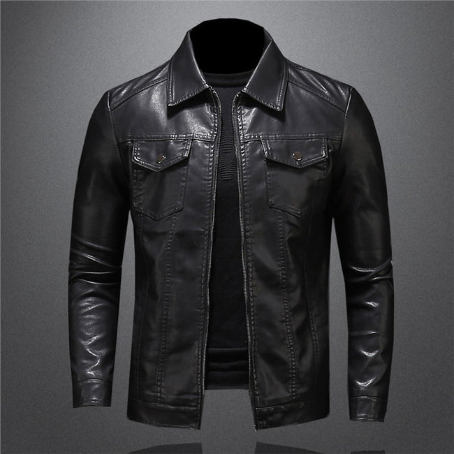 Men's Thin Jacket Leather Coat Hover Image