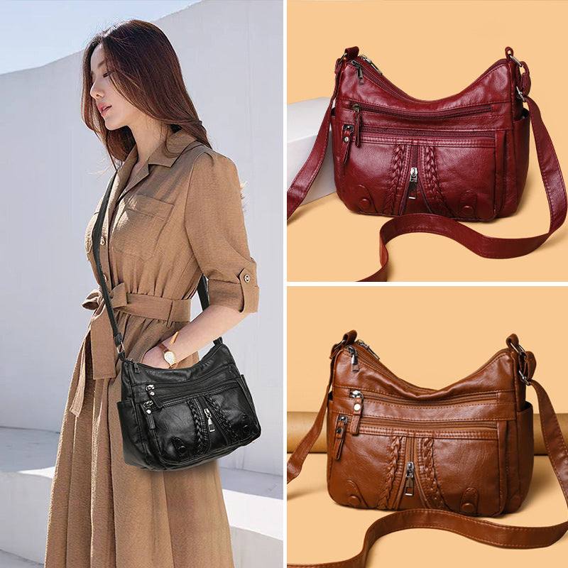New Large Capacity Multi-compartment Washed Leather Bag