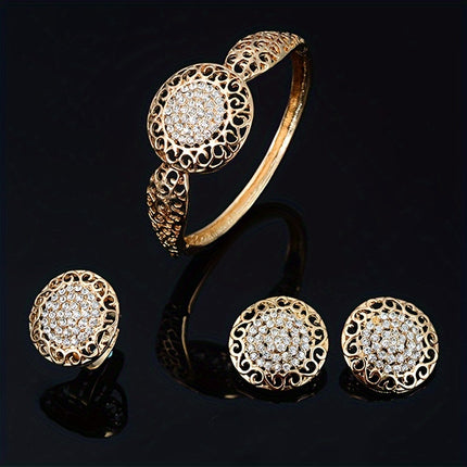 Bridal Jewelry Set Middle Eastern Golden Bangle Rhinestones