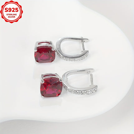 Elegant Red Drop Earrings With Cubic Zirconia S925 Silver