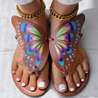 Utterfly Print Round Toe Flip Flops, Comfortable Summer Beach Shoes, Casual Women's Footwear, Perfect For Poolside And Daily Wear