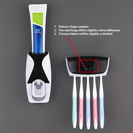 Two Pack Auto Toothpaste Squeezing Wall Mount Brush Holder