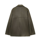 Women's Solid Color Suede Effect Suit Jacket Shorts