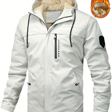 Warm Fleece Hooded Jacket For Men Casual Winter Coat
