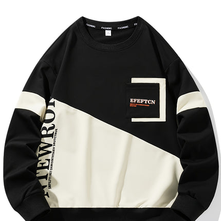 Men's Casual Color Block Crew Neck Sweatshirt Long Sleeve