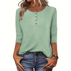 Women's 3-Pack Long Sleeve Tops, Fall Winter Casual Round Neck Tunic Blouses, Lightweight Button Pullover Shirts