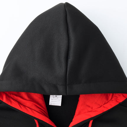 Mens Bold Print Urban Streetwear Hoodie Pants Set Black Red