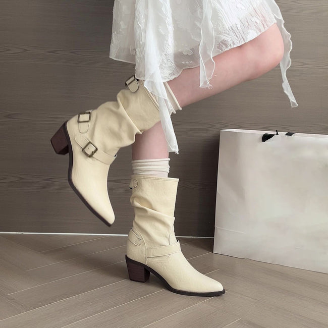 Fashion All-match Comfort And Casual Pointed Toe Chunky Heel Women's Boots Main Image