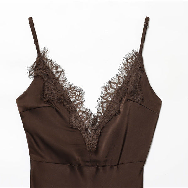 Fashion Temperament Suspender Lace Dress