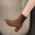 Fashion Elegant Square Head French Chunky Heel Boots
