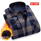 Autumn And Winter Warm Shirt Men's Long Sleeve Middle-aged Fleece Lined Padded Shirt